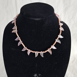 Elegant Pink Leaf Necklace